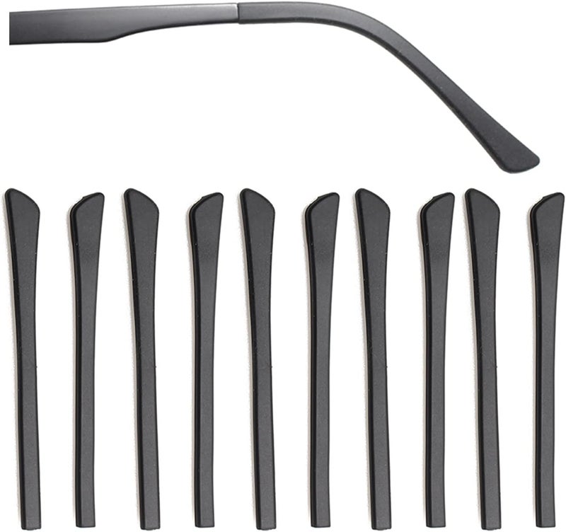 KECHIO 5 Pairs Anti-Slip Silicone Eyeglass End Tips Ear Sock Pieces Tube Eyewear Comfort Replacement Tips for Flat Thin Metal Eyeglass Legs Black - Image 1